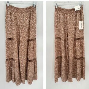 NWT L RACHEL PAIGEX Revolve crochet peek a boo gypsie 70’s inspired palazzo pant
